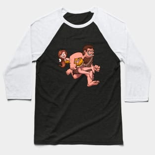 Caveman Kidnapping Cavewoman Baseball T-Shirt